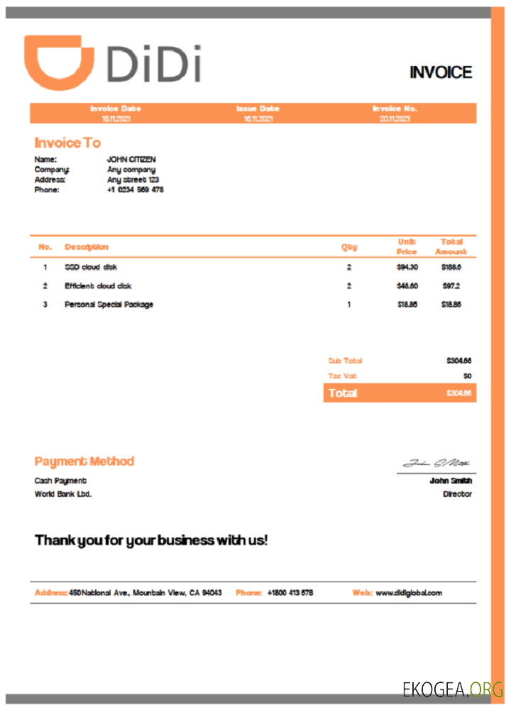 Facture Didi Chuxing aux États , Unis